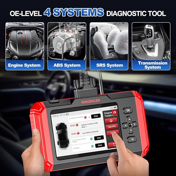 KINGBOLEN OBD2 Scanner S800 Car Scanner, OBD2 Diagnostic Scan Tool with 15 Reset, Oil Brake Throttle Service, Engine ABS SRS