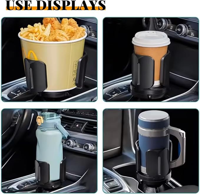 Car Cup Holder Expander with Coaster & adjustable base, Universal Auto Expandable Round Cup Adapter for Yeti Hydro Stanley Owal Tumblers Water Drink Coffee Bottle