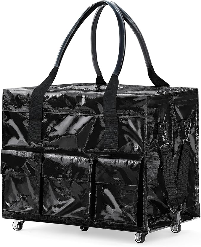 tobyto Reusable Grocery Bag on Wheels, 105L Foldable Rolling Tote, Shopping Trolley 66LBS Capacity - Water-Resistant for Laun