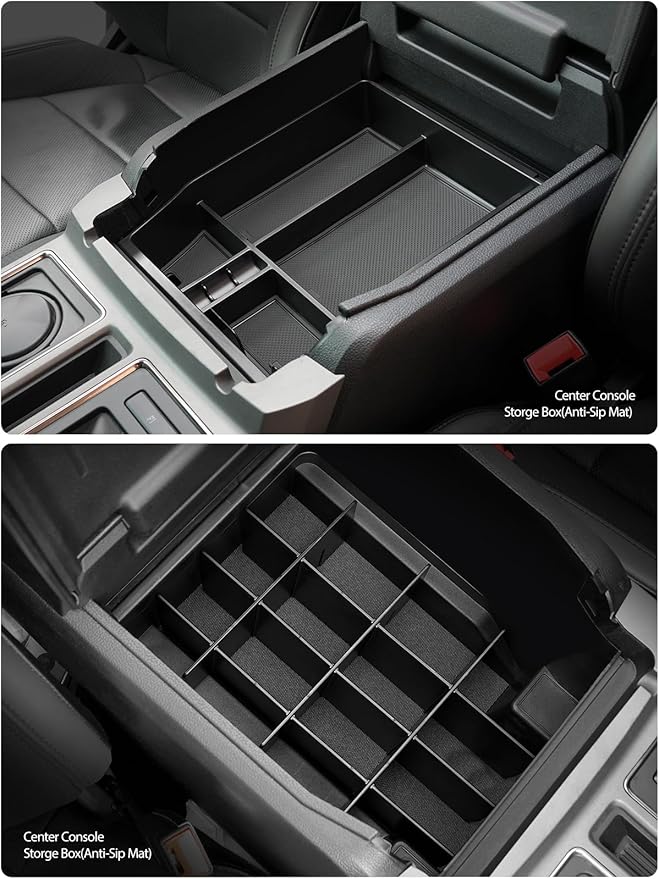 ELECFRESH 2PCS Center Console Organizer for 2023 2022 2021 Ford F150 Accessories, Armrest Storage Box and 16-Compartments Divider for Ford F150 (Not fit for 2024-2026)