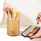 DASITON Makeup Brush Holder Organizer, Acrylic Makeup Brush Cup, Vintage Striped Make Up Brush Holder for Vanity, Bathroom Co