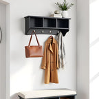 Shaker Cottage Wall-Mounted Coat Rack with 3 Storage Cubbies and 4 Coat Hooks – 36" W x 9" D x 14" H Space-Saving Entryway Or