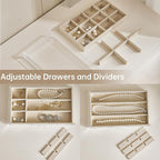 Acrylic Jewelry Box with 5 Drawers, Clear Earring Holder Organizer Rings Display Case with Adjustable Velvet Trays for Women 
