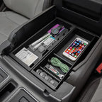 PIMCAR Center Console Organizer for Ford F150 2021 2022 2023, F150 Lightning 2022 2023 Armrest Storage Box Accessories ABS Plastic (Work Great with The Factory Tray)-One Tray