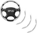 FOAN Steering Wheel Covers, 3PCs Carbon Fiber Anti-Skid Clip on Car Steering Wheel Cover Protector Universal for Most Car, Wh