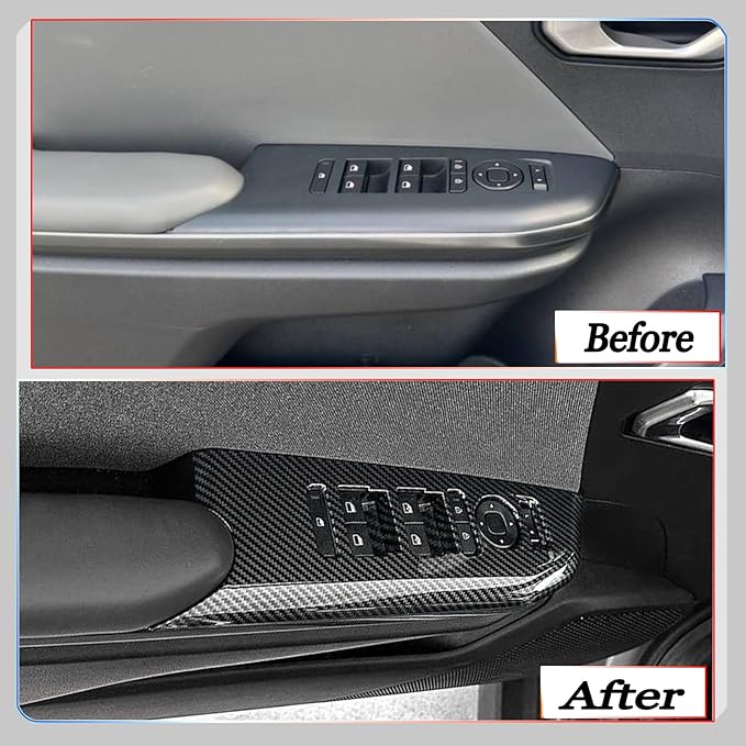 Window Control Panel Cover,for Kia K4 2024 2025 2026, Door Panel Cover,Power Windows Trim - Carbon Fiber Protective Accessories