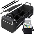 Car Trunk Organizer,115L Heavy Duty Collapsible Trunk Storage, with Insulated Leakproof Cooler Bag Vehicle Cargo Organizer with
