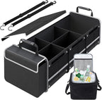 Car Trunk Organizer,115L Heavy Duty Collapsible Trunk Storage, with Insulated Leakproof Cooler Bag Vehicle Cargo Organizer with