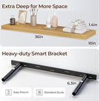 Fun Memories Floating Shelves for Wall 36 Inch Set of 3, Farmhouse Floating Shelves with Invisible Heavy Duty Bracket, 10 Inc