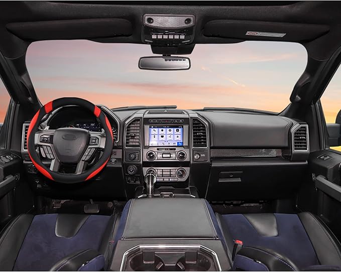 West Llama Customized Auto Car Steering Wheel Cover for Ford F-150, F-250, F-350, Expedition (Black+Red)