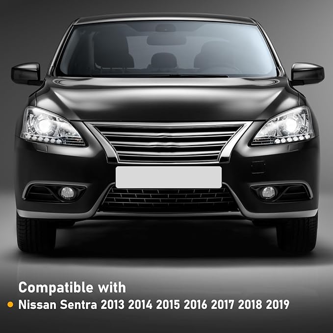 Moonlinks Compatible with Nissan Sentra 2013 2014 2015 2016 2017 2018 2019 Right Side Mirror Cover Replacement, Glossy Black Right Passenger Side Door Rearview Side Mirror Cap Trim