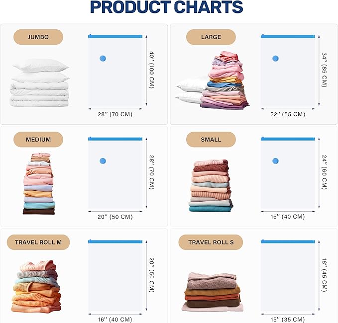 Simple Deluxe 20 Pack Space Saver Bags (4 Jumbo/4 Large/4 Medium/4 Small/4 Roll M) Vacuum Storage Bags, Vacuum Seal Bags with