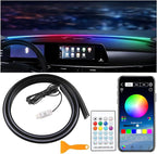 Interior Car LED Strip Lights with APP Control,RGB 210 Modes Neon Car Ambient Lighting,55in LED Strip Lights for Cars,Dynamic Chasing Music Sync Neon Car Ambient Lighting Kits