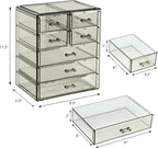 Sorbus Acrylic Makeup Organizer Set, 7-Drawer Vanity & Countertop Cosmetic Storage with Small & Wide Drawers, Black Jewel Mak