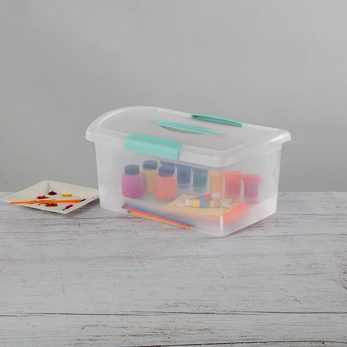 Sterilite Medium Nesting ShowOffs, Stackable Small Storage Bin with Latching Lid and Handle, Plastic Container to Organize Ho