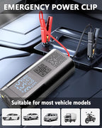 Jump Starter with Air Compressor, 6000mAh 150PSI Battery Jumper Starter Portable, 14.8V Jump Box Car Battery Jump Starter with Smart Jumper Cables, LED Light, LCD Display