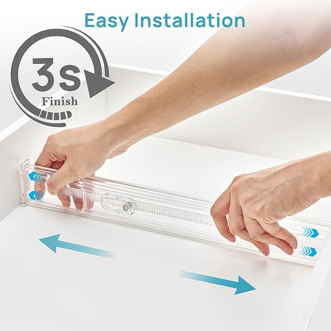 Vtopmart 8 Pack 2.36" Short Upgrade Drawer Dividers for Kitchen Drawer, 12.8"-22.3" Expandable Kitchen Drawer Organizer, Clea