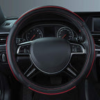 Car Pass Colour Piping Leather Steering Wheel Cover,Perfectly fit for 14.5-15 inches for Various Vehicles SUVs,Vans,Sedans,Ca