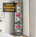 SpaceAid 9 Tier Rotating Shoe Rack Tower, Spinning Shoe Display Lazy Susan, Revolving 360 Shoe Rack Storage Round Carousel, V
