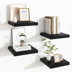 Fun Memories Floating Shelves for Wall - 9.3 Inch Square Shelves with Invisible Brackets, Black Small Wall Shelf for Living R