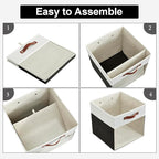 Bagnizer Storage Cubes, 4 Pack Linen Foldable Storage Bins (13 x 13 inch) with Clear Window and Handles, Fabric Organizer for