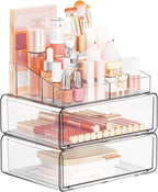 Yieach Clear Acrylic Makeup Organizers Countertop for Dresser,Desk,Bathroom Vanity,3 Tier Stackable Make up Holders and Makeu