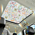 Butterfly Stained Glass Privacy Window Film Decorative, Summer Rainbow Window Stickers Sunroof Decal for Car Glass Door Moonroof Heat Control Non-Adhesive, 16.9" x 39.4"