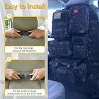 Universal Tactical Car Seat Back Organizer Bag Tactical Molle Vehicle Organizers Panel Vehicle Protector Organizers with 5 Detachable Pouches for Car Truck Ford Jeep (Model A-Black camo)