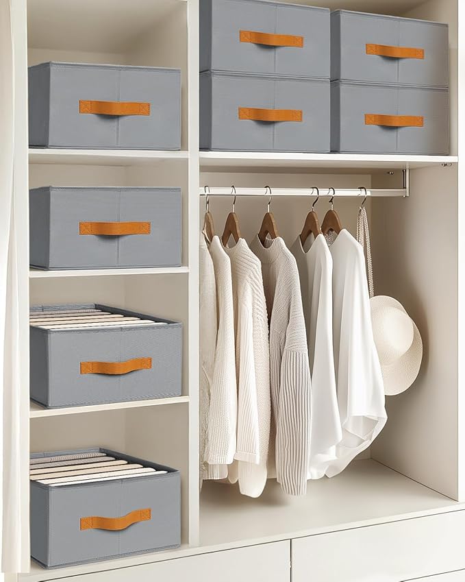 Homsorout Closet Organizers and Storage - Fabric Clothes Organizer with Handles, Foldable Jeans Organizer for Clothes, Drawer