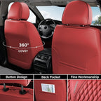 Coverado Car Seat Covers Full Set, Red Car Seat Cover, Luxury Leather Seat Covers for Cars, Waterproof Front and Back Car Sea
