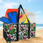 NGIL Extra Large Utility Tote Reusable Grocery Bag Oversized Collapsible for Groceries, Storage, Picnic, Beach (Cactus Dance-black)