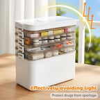 5-Tier Medicine Organizer-12 x 7 x 12.2 Inch Portable Medicine Cabinet Organizer with Plastic Handle All-Purpose Medical Box 
