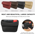 Large Capacity Car Seat Gap Filler Organizer, Leather Car Front Seat Slot Storage Box Keeps Car Tidy, Portable Car Seat Gap Filler with 2 Charge Holes for Phones Glasses Keys Cards (Black)