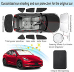 TINGLU Window Shades for Tesla Model Y Juniper 2025 2026 Accessories Car Side Full Windows Rear Triangular Windshield Sun Shade Sun UV Rays & Privacy Protection for Camping,Napping,Relaxing 8PCS