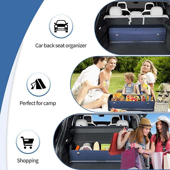Car Trunk Organizer for Honda CR-V 2017-2022, Collapsible Sturdy Trunk Storage Container with Lid and Handle Large Leather Car