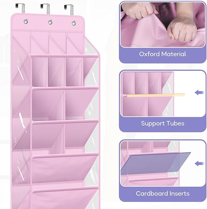 MISSLO Clear Over the Door Shoe Organizer Large Deep Pockets Hanging Shoe Rack for Closet Fit 20 Pairs Shoe Holder for Sneake