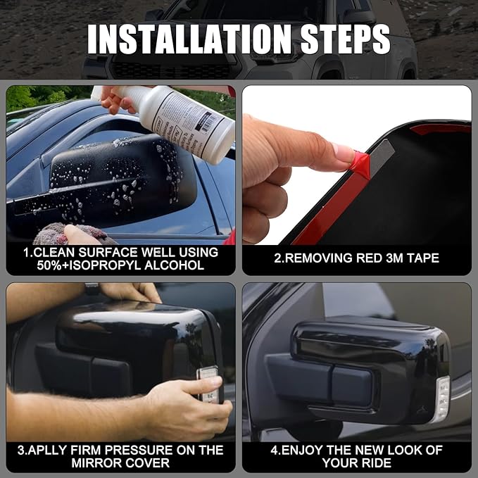 Glossy Black Side Rearview Mirror Covers Caps Decoration Compatible with 2021-2025 Ford F150, With Turn Signal Model (Black-with Cut-Out)