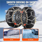 Diamond Mesh Automatic Tightening Snow Chains Anti-Slip Manganese Alloy Steel Traction Chains Fit for Snow & Icy Roads Car