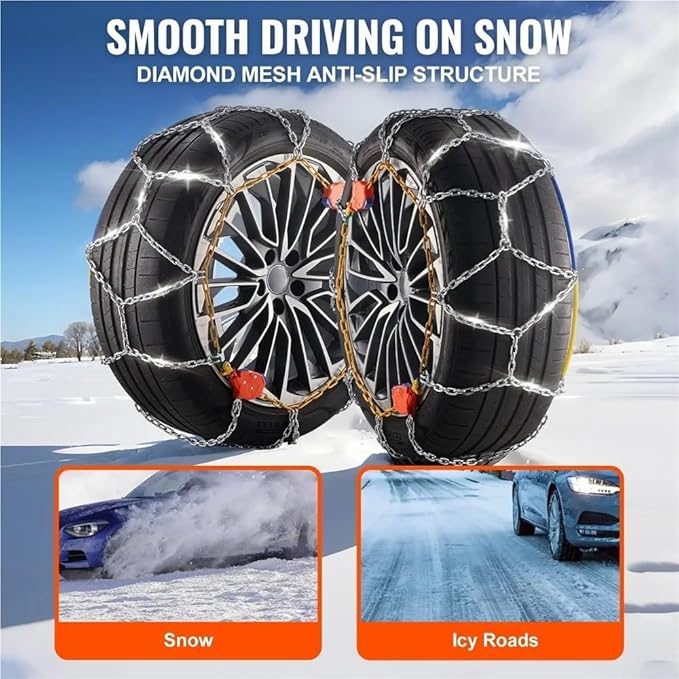 Diamond Mesh Automatic Tightening Snow Chains Anti-Slip Manganese Alloy Steel Traction Chains Fit for Snow & Icy Roads Car