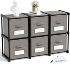 Geelin 6 Cube Storage Organizer with Fabric Bins and Labels 11 Inch, Fabric Collapsible Cubby Clothes Storage Drawer Dresser 