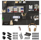 SHGJ&SOFT Peg Board Wall Organizer Panels, 50pcs - Includes 6 Black Pegboards & Accessories, Plastic Pegboard for Home，Office