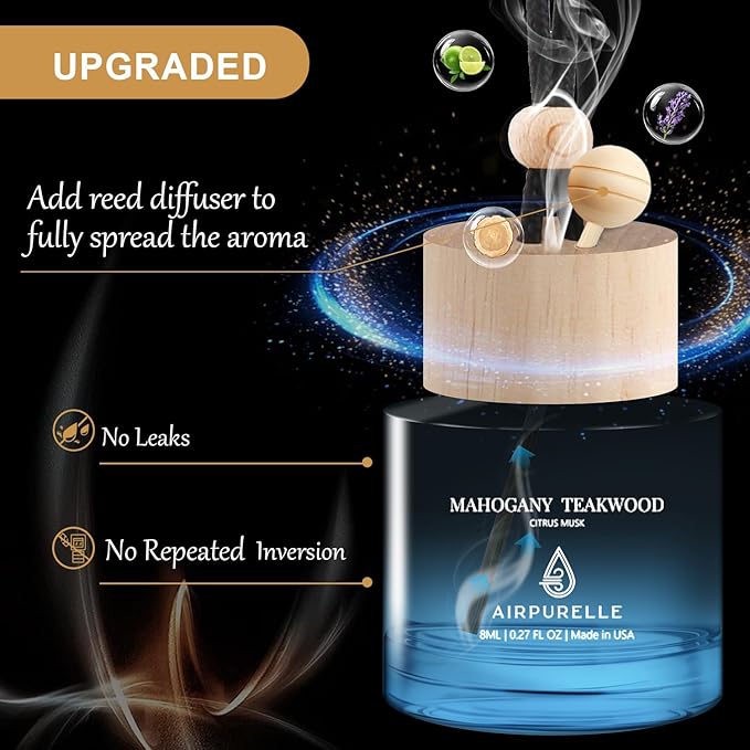 Car Air Freshener Hanging 2 Pack Car Air Fresheners Diffuser - Mahogany Teakwood Fragrance Oil Air Diffuser for Car, 45+ days