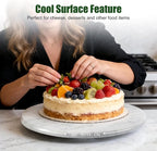 12" Marble Lazy Susan Turntable - 100% Natural Stone Round Serving Tray with Silent Spinning, Revolving Cake Stand & Cheese B