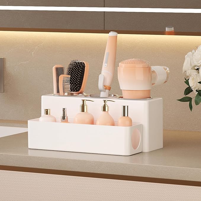 Lifewit Hair Tool Organizer Countertop, Removable Blow Dryer Holder for Bathroom, Acrylic Hot Tools Organizer Storage for Cur