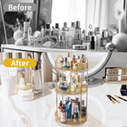 Asayuee 360 Rotating Makeup Organizer for Vanity,3 Tier Large Capacity Vanity Storage,Skincare Perfume Spinning Organizer,Bat