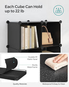 SONGMICS 6 Cube Storage Organizer, Modular Bookshelf, DIY Closet Organizers and Storage, Plastic Stackable Shelves, 11.8 x 11
