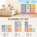 6 Cube Storage Organizer with Shelf Back to School Boxes 11 Inch Toy Storage Bins Closet Organizers Drawers Fabric Dresser fo