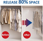 Hanging Vacuum Storage Bags, 4 Pack Hanging Storage Bags for Clothes With Electric Pump, Vacuum Sealed for Suits, Dress, Jack