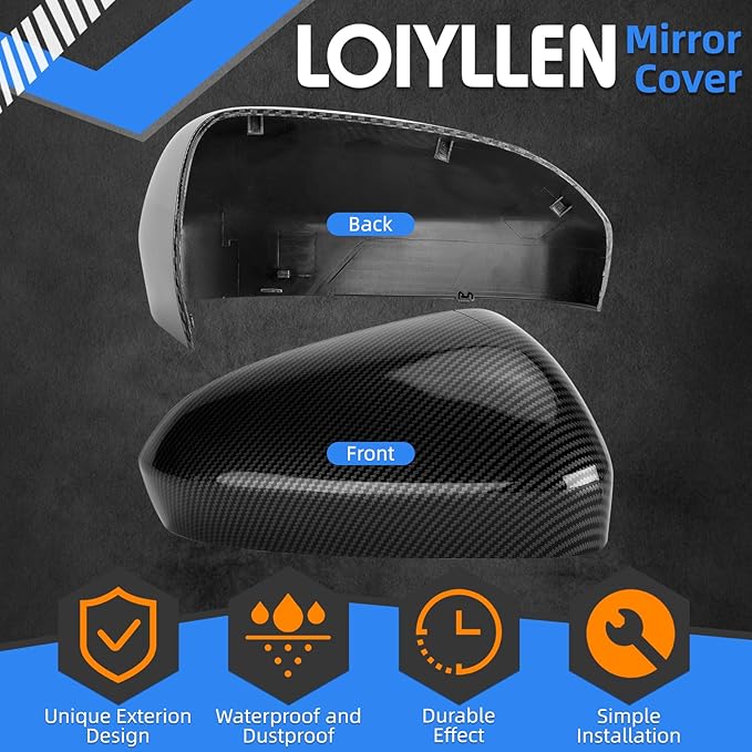 Passenger Side Mirror Cover Replacement for Ford Fusion 2013-2022 - Right Side Mirror Covers, Rear View Mirrors Cap Accessories Carbon Fibre, Without Lamp