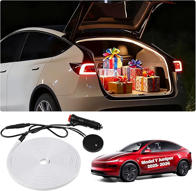 for Tesla Trunk LED Strip Model Y Juniper Accessories 2025-2026 Flexible Silicone Waterproof Interior Lighting Bar Tesla Trunk Ambient Lights Warm Yellow Light